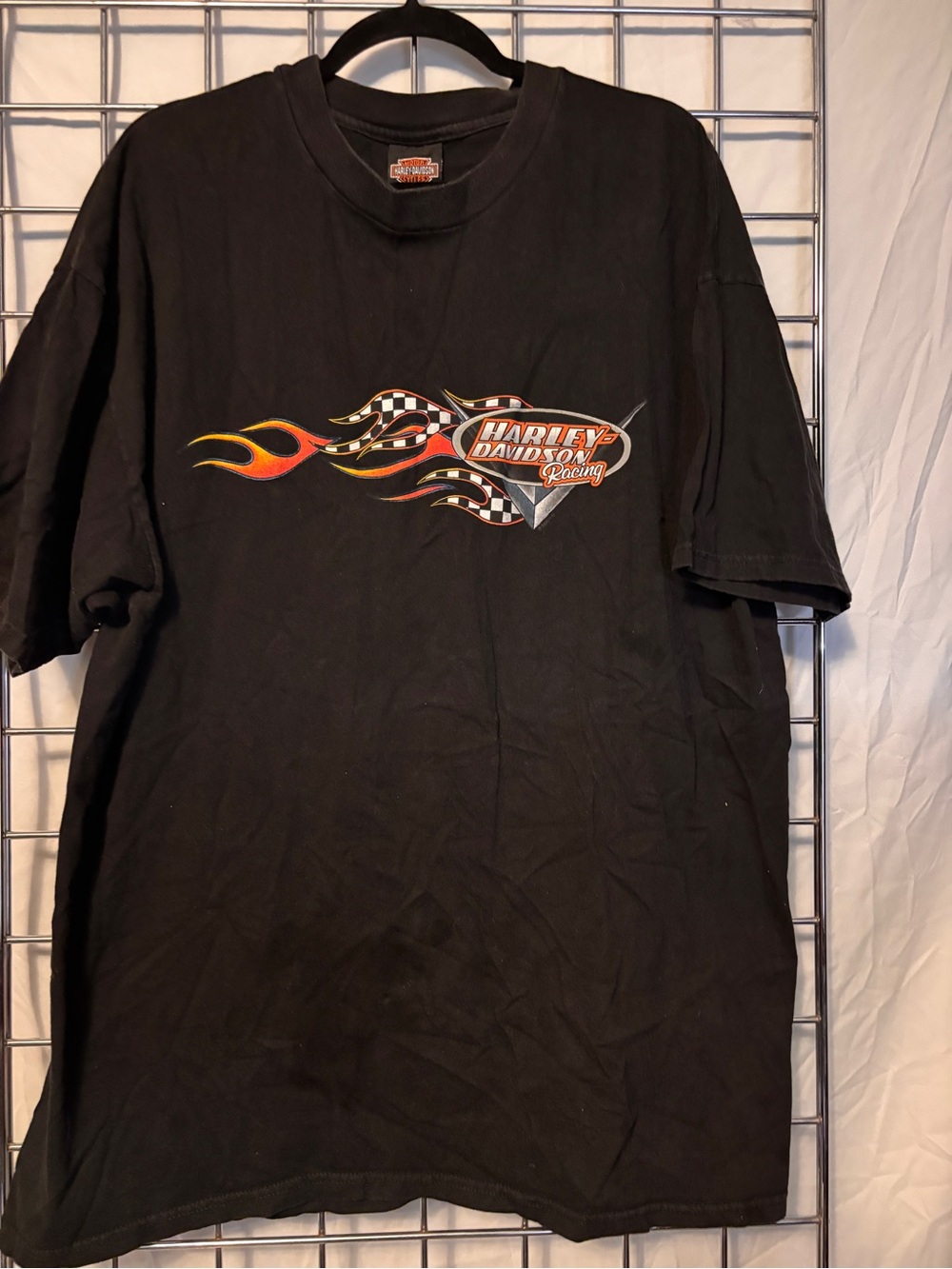 Harley-Davidson Black Tee with Red-Orange Racing Flames